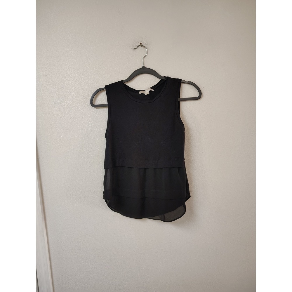 Michael Michael Kors Womens Black Layered Chiffon Hem Sleeveless Top PS Small